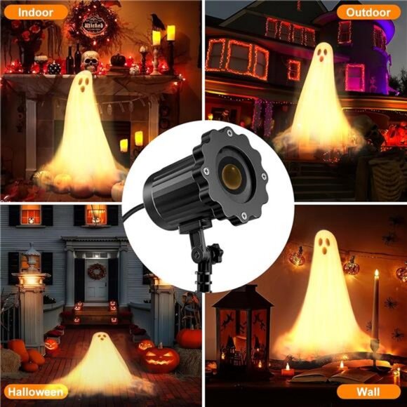 Halloween Projector Lights Outdoor,3D Dynamic Ghost Decorations Light, 2025 - Picture 4 of 7